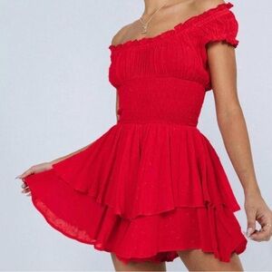 Princess Polly Red Off-the-Shoulder Mini Dress